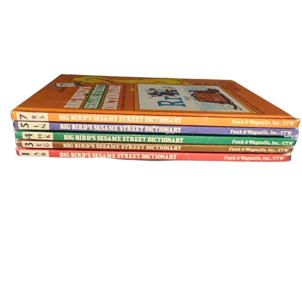 Big Bird's Sesame Street Dictionary Books‎ 1, 3, 4, 5, 7 1981 Hardcover